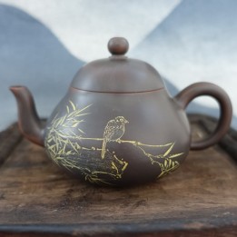 Nixing Pear shaped Teapot "Bird and bamboo" 165ml
