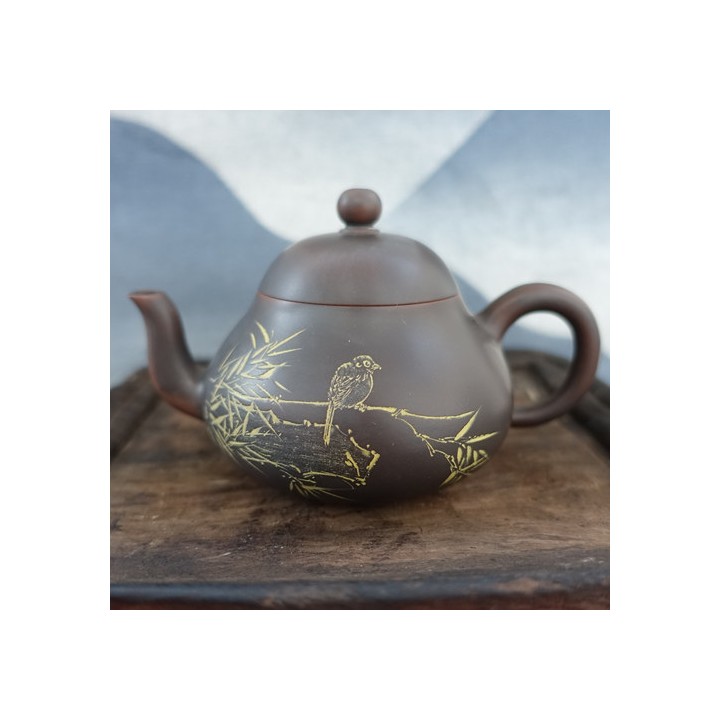 Nixing Pear shaped Teapot "Bird and bamboo" 165ml