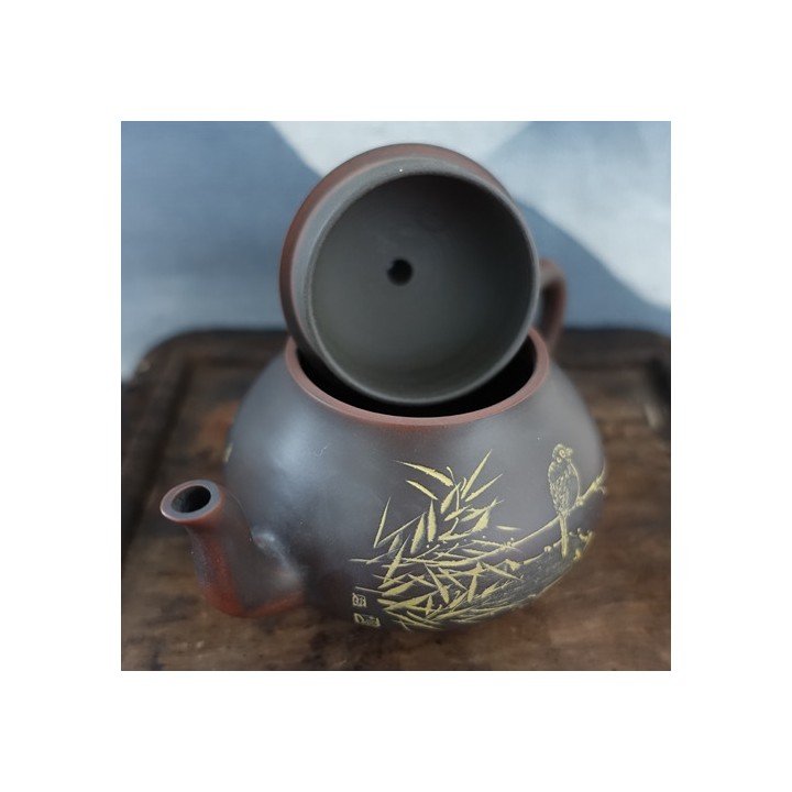Nixing Pear shaped Teapot "Bird and bamboo" 165ml