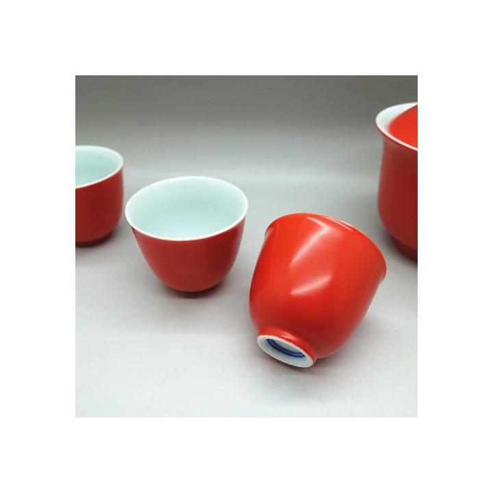 Coral Red Porcelain Cup 40ml