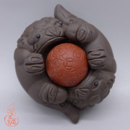 Zisha Clay Tea Pet "Two lions Playing With A Ball"