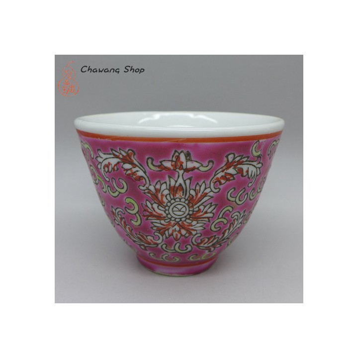 Jingdezhen Vintage Hand Painted Tea Cup "Red Yang Lian" 90cc