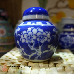 Jingdezhen Vintage Hand-painted Tea Caddy "blue-and-white ice plum"