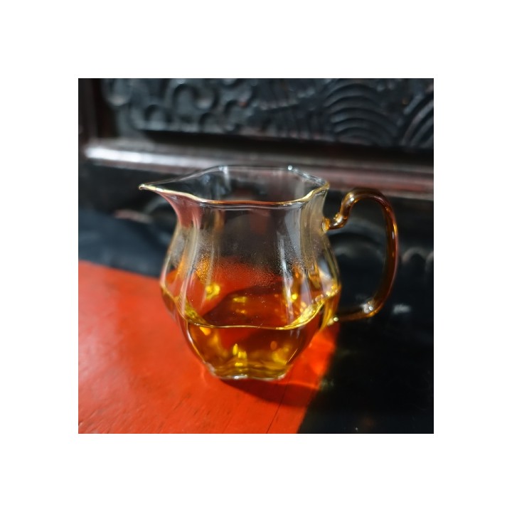 Plum shaped Glass Tea Pitcher with yellow handle