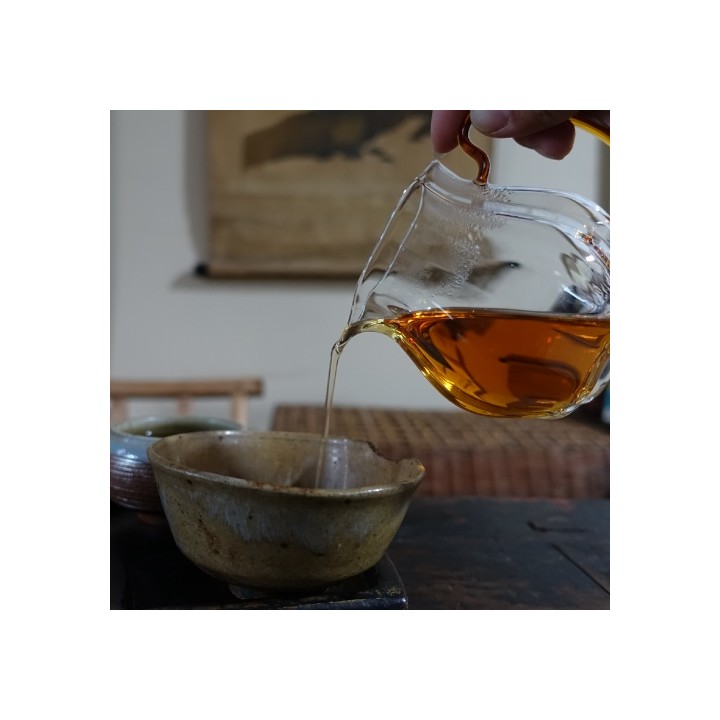Plum shaped Glass Tea Pitcher with yellow handle