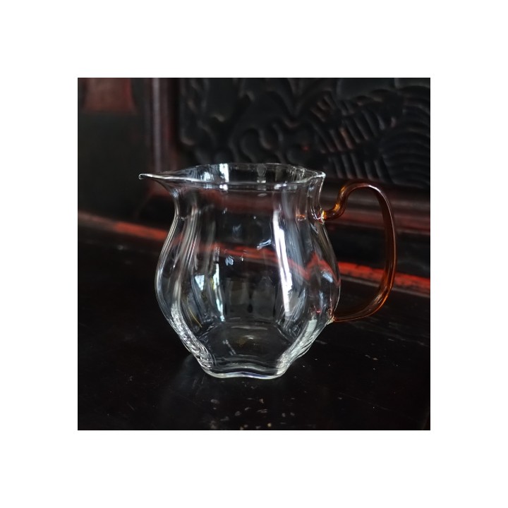 Plum shaped Glass Tea Pitcher with yellow handle