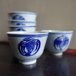 Vintage Blue and white porcelain Crane pattern Cup 110ml
