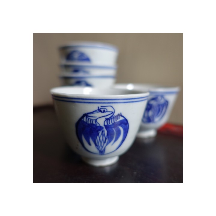 Vintage Blue and white porcelain Crane pattern Cup 110ml
