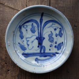 Vintage high grade Blue-and-white Plate "Flower Basket"