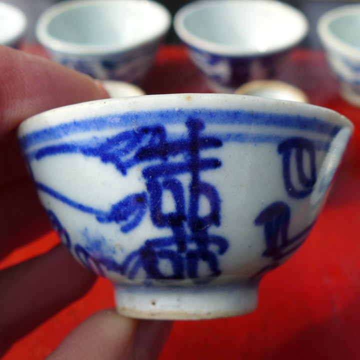 Vintage Blue And White "Double Happiness" Cup 30ml