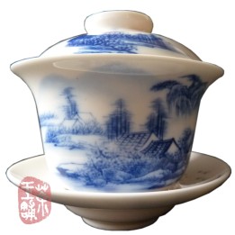 Delicate Porcelain Gaiwan With Landscape Painting Design 150cc
