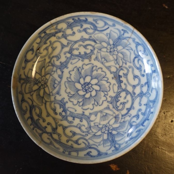 Vintage Blue and White Floral Plate