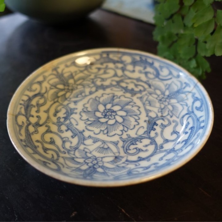 Vintage Blue and White Floral Plate