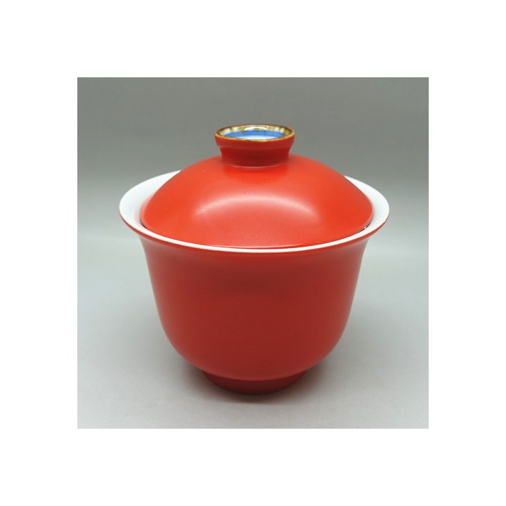 Coral Red Porcelain Gaiwan 150cc