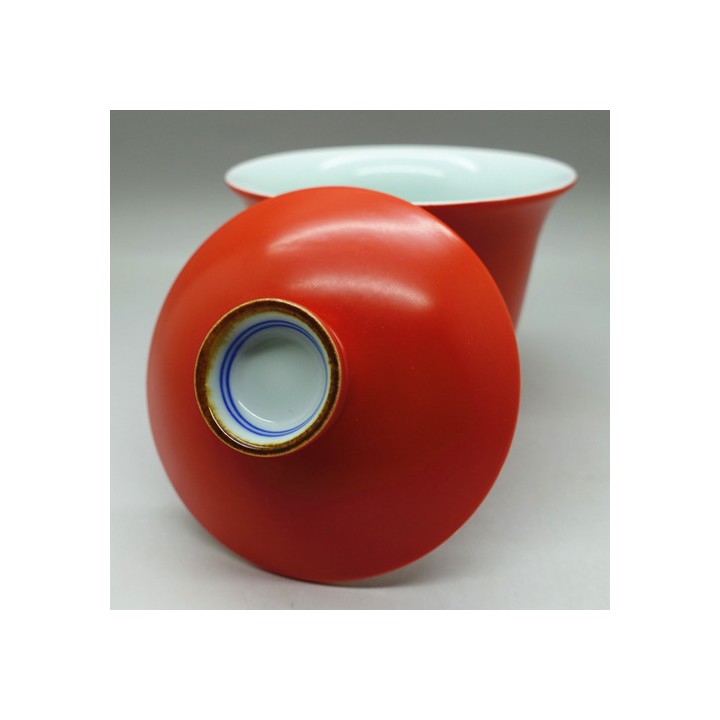 Coral Red Porcelain Gaiwan 150cc