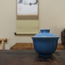 Porcelain Hand-painted Landscape Blue Gaiwan 100ml