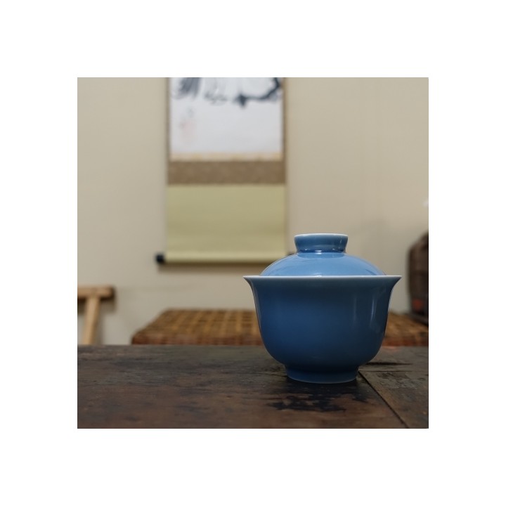 Porcelain Hand-painted Landscape Blue Gaiwan 100ml