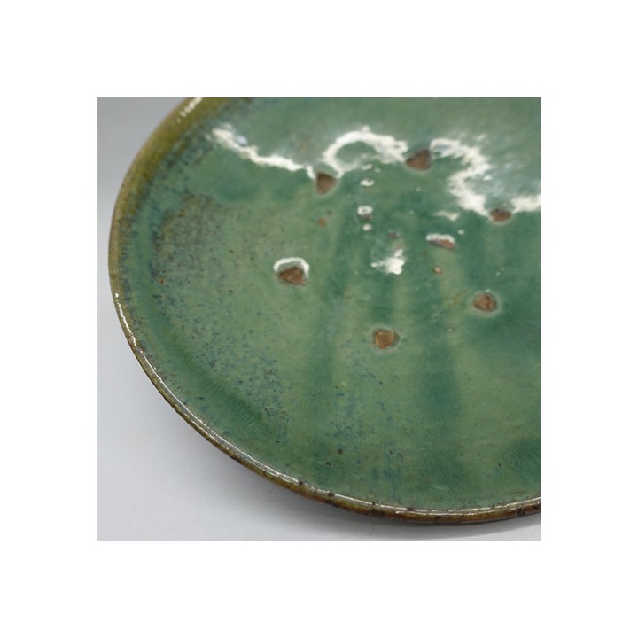 Vintage Lufeng Pottery Green Plate "F"