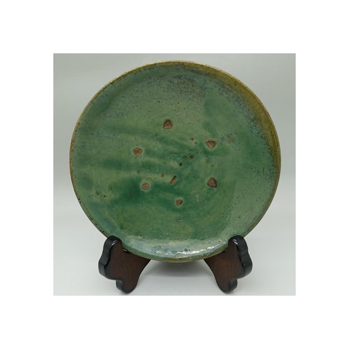 Vintage Lufeng Pottery Green Plate "F"