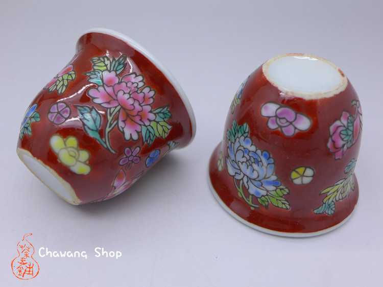 Jingdezhen Vintage Hand Painted Tea Cup "Hong Wan Hua" 20cc Jingdezhen Vintage Hand Painted Tea Cup "Hong Wan Hua" 20cc