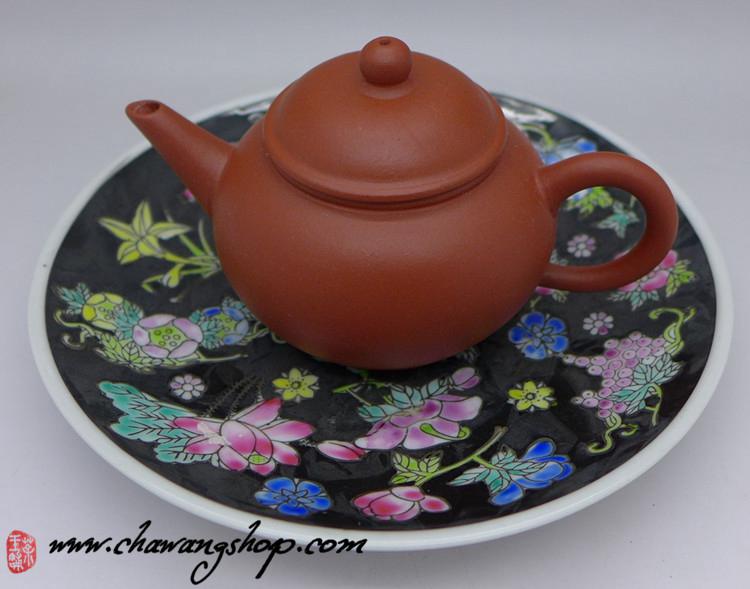 Jingdezhen Vintage Hand Painted Tea Plate Black Wan Hua Jingdezhen Vintage Hand Painted Tea Plate Black Wan Hua