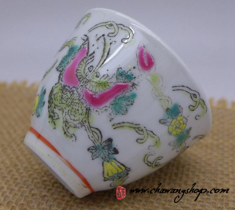 Jingdezhen Vintage Hand Painted Tea Cup "Butterfly and Melon- White" 50cc