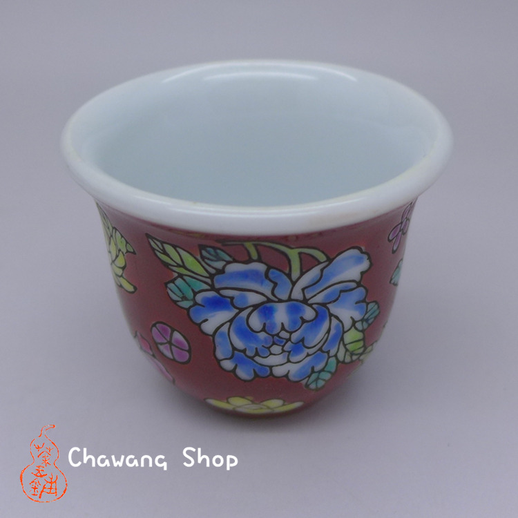 Jingdezhen Vintage Hand Painted Tea Cup "Hong Wan Hua" 20cc