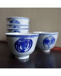 Vintage Blue and white porcelain Crane pattern Cup 110ml