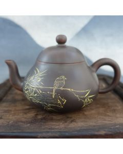 Nixing Pear shaped Teapot "Bird and bamboo" 165ml