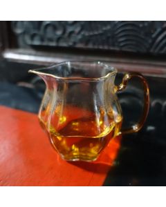 Plum shaped Glass Tea Pitcher with yellow handle