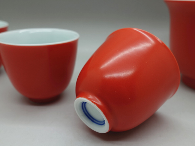 Coral Red Porcelain Cup 40ml