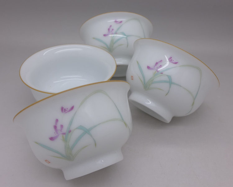 Porcelain Travel Tea Set Orchid Motive 
