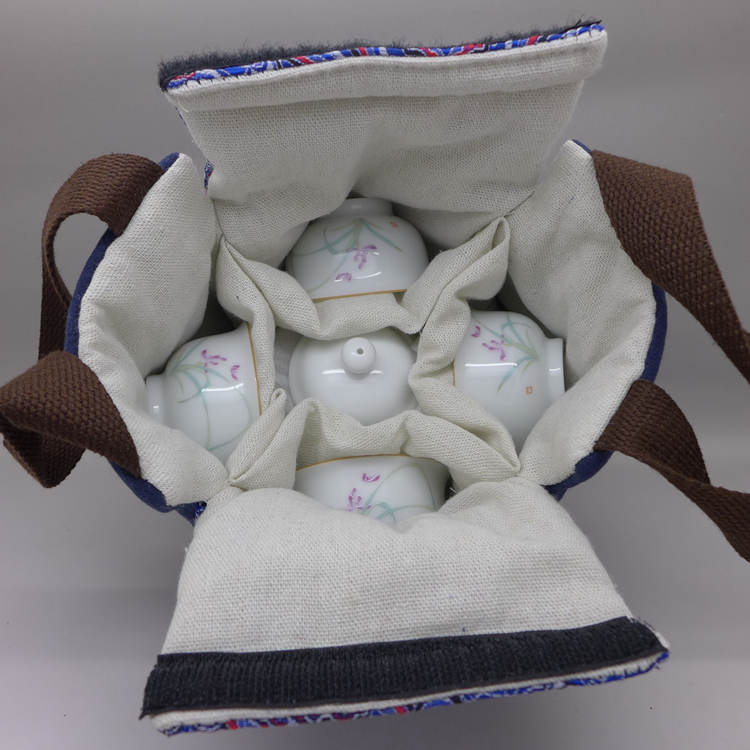 Porcelain Travel Tea Set Orchid Motive 